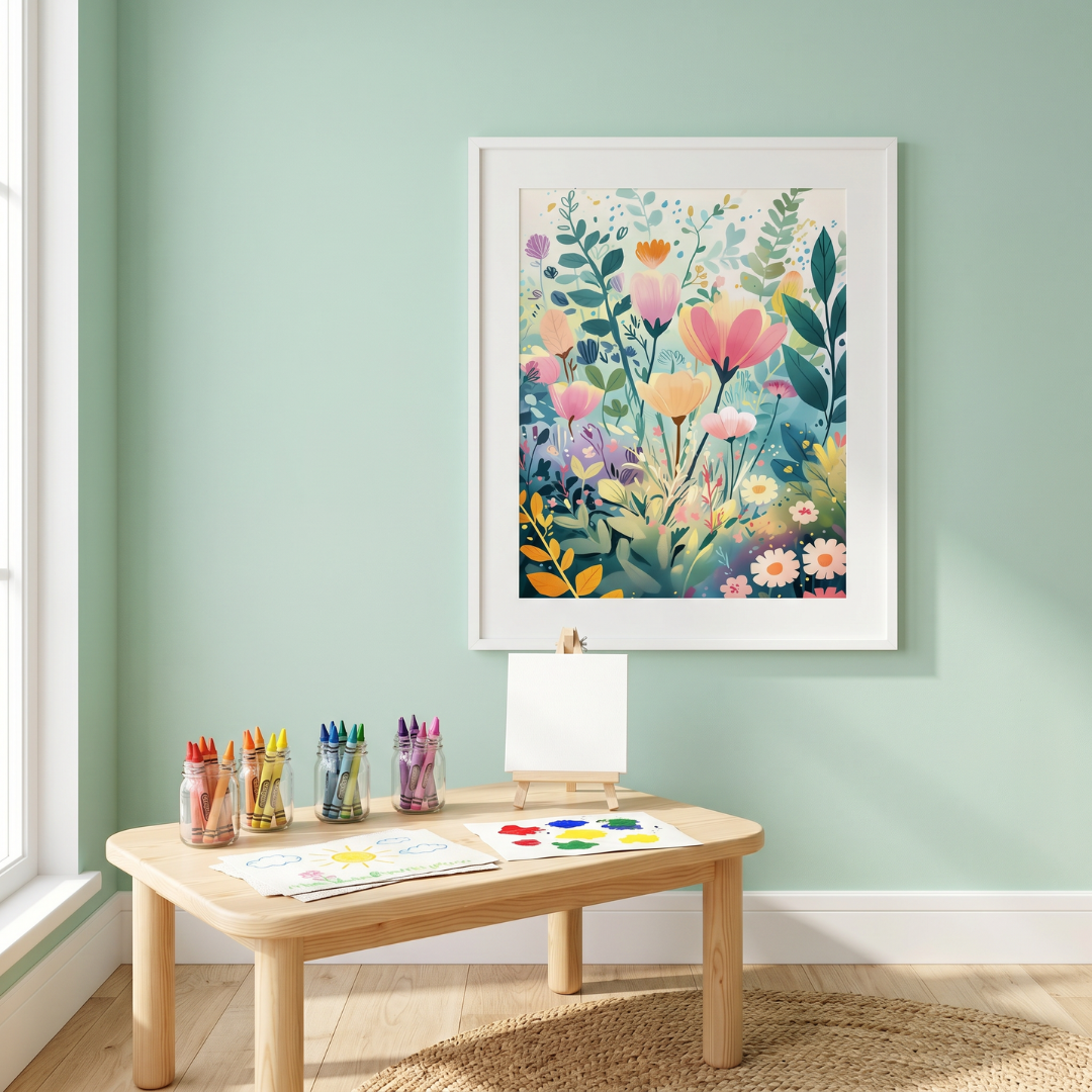 Floral Meadow Matte Poster — Pastel Botanical Wall Art