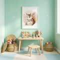 Squirrel wall art for baby room decor with cute woodland animal illustration