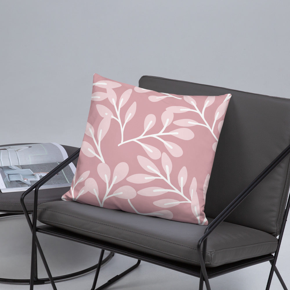 Soft Pink Leaves Pillow