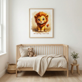 Baby lion wall decor with cute cub illustration for nursery room art