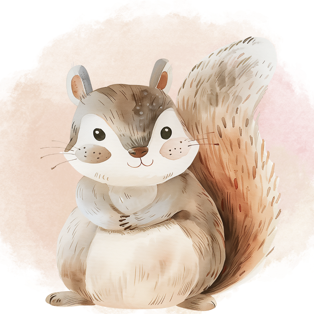 Cute squirrel poster with woodland animal illustration for nursery wall decor
