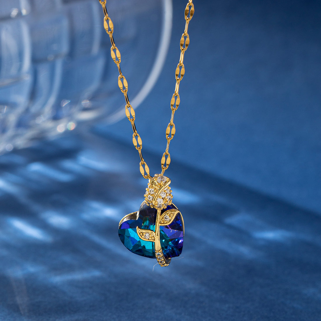 Sapphire Heart Pendant Necklace