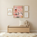 Girl with dog art poster featuring winter illustration for nursery wall decor