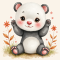 Panda poster with cute baby panda illustration for nursery wall art decor