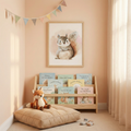 Squirrel illustration poster with cute woodland animal design for nursery wall decor